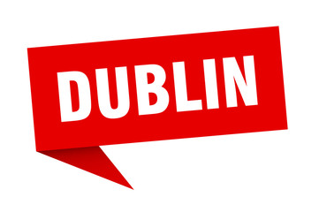 Dublin sticker. Red Dublin signpost pointer sign