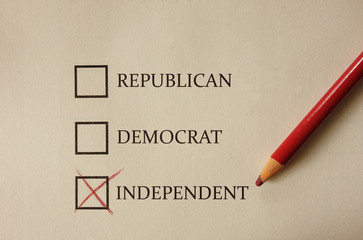 Republican Democrat and Independent voting form