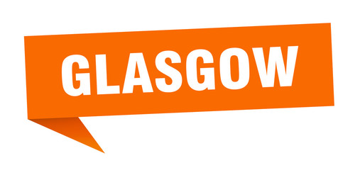 Glasgow sticker. Orange Glasgow signpost pointer sign