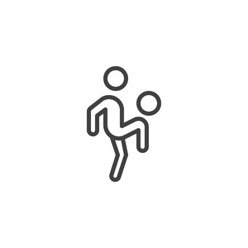 recommend clip art: Soccer player with ball line icon. linear style sign for mobile concept and web design. Playing football outline vector icon. Symbol, logo illustration. Vector graphics