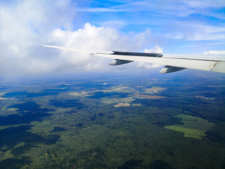 Airplane wing in flight