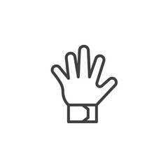 Goalkeeper gloves line icon. linear style sign for mobile concept and web design. Soccer goalkeeper glove outline vector icon. Symbol, logo illustration. Vector graphics