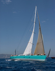 Fototapeta na wymiar Sailing. Saling boat. Superyacht. Palma Cup. Palma de Mallorca. Spain. Mediterranean Sea