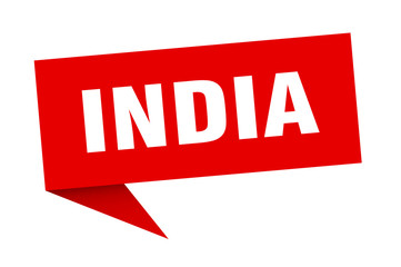 India sticker. Red India signpost pointer sign