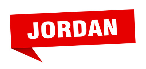 Jordan sticker. Red Jordan signpost pointer sign