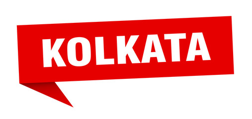 Kolkata sticker. Red Kolkata signpost pointer sign
