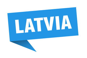 Latvia sticker. Blue Latvia signpost pointer sign