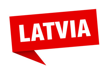 Latvia sticker. Red Latvia signpost pointer sign