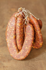 Dried sausage made according to traditional Bulgarian recipe