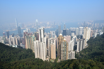 Fototapeta na wymiar Bird view from Victoria peak, Hong Kong