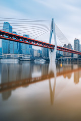 Low angle scenery of Hongya Cave and Jialing River in Chongqing, China