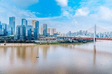 High rise buildings and dongshuimen bridge in Chongqing, China