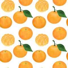 Mandarins Citrus Watercolor Seamless Pattern Fruits Digital Paper Food Illustration Botanical Tropical Fruits