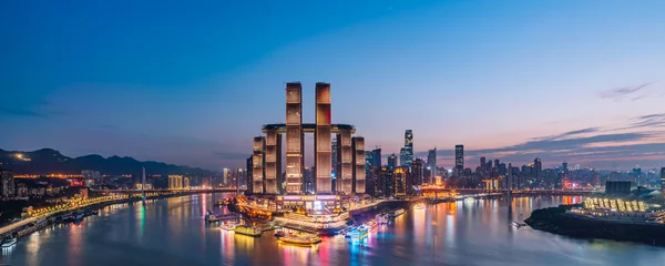 Foto op Aluminium High angle night scenery of Chaotianmen Wharf, Chongqing, China © Govan