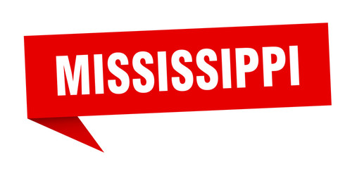 Mississippi sticker. Red Mississippi signpost pointer sign