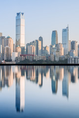 Fototapeta na wymiar The reflection of bridge and skyscrapers in Chongqing, China