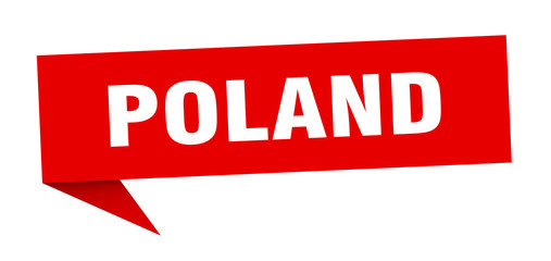Poland sticker. Red Poland signpost pointer sign