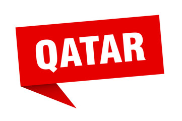 Qatar sticker. Red Qatar signpost pointer sign