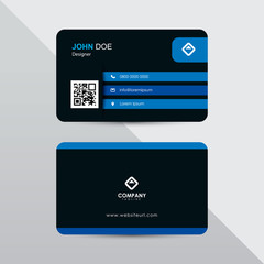 Modern business card design template. Blue color element rounded arrow, clean composition design.