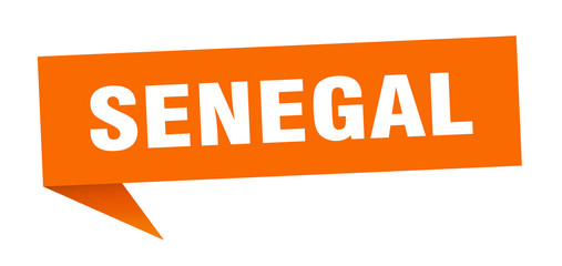Senegal sticker. Orange Senegal signpost pointer sign
