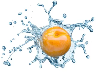 Poster Apricot in spray of water. © lotus_studio
