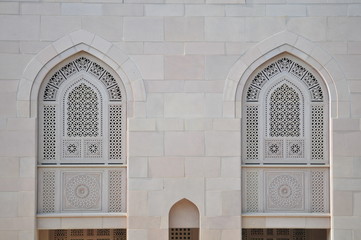 Sultan Qaboos Grand Mosque, Muscat, Oman, windows detail, moorish architecture