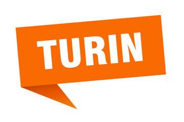 Turin sticker. Orange Turin signpost pointer sign