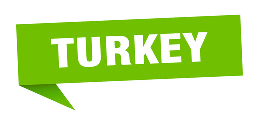 Turkey sticker. Green Turkey signpost pointer sign