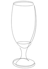Continuous one line drawing of glass with cocktail, beer or beverage. Vector illustration
