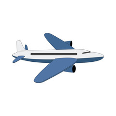 Large airliner on a white background. Airplane white-blue color isolated on a white background. Vector illustration.