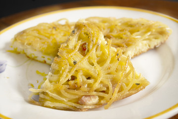 wedge of omelet pasta