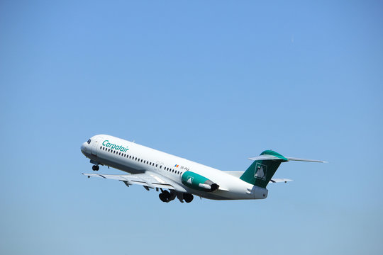 Amsterdam the Netherlands - May 4th 2018: YR-FKA Carpatair Fokker F100