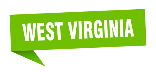West Virginia sticker. Green West Virginia signpost pointer sign