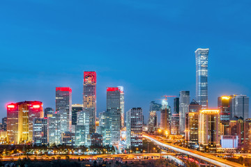 Fototapeta na wymiar Night view of CBD skyline in Beijing, China