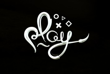 Stylized inscription - play. 3D illustration