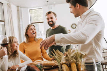 Big happy family celebrating Christmas together at home