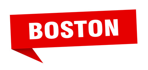 Boston sticker. Red Boston signpost pointer sign