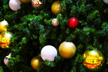Fototapeta na wymiar beautiful and colorful background decoration for christmas and new year festival with many colorful balls.