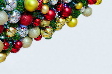 beautiful and colorful background decoration for christmas and new year festival with many colorful balls.