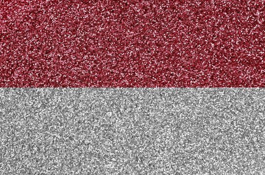 Monaco flag depicted on many small shiny sequins. Colorful festival background for party - Powered by Adobe
