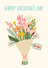 Illustration bouquet of flowers. Vector design concept for Valentines Day © Nadia Grapes