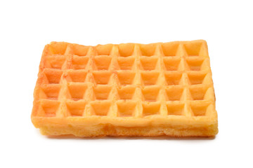 Belgian waffle isolated on white background.