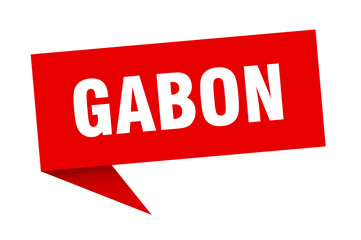 Gabon sticker. Red Gabon signpost pointer sign