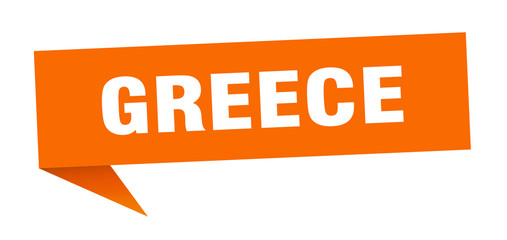 Greece sticker. Orange Greece signpost pointer sign