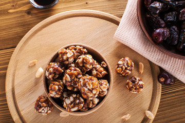 Cranberry date almond sunflower seed oat energy balls