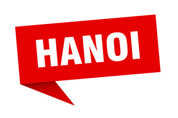 Hanoi sticker. Red Hanoi signpost pointer sign