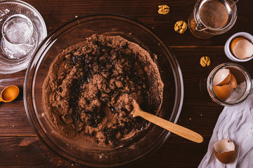 Melted chocolate and cocoa powder mixed