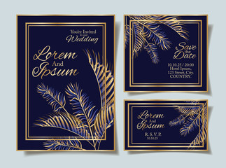 set of Wedding invitation cards vector design