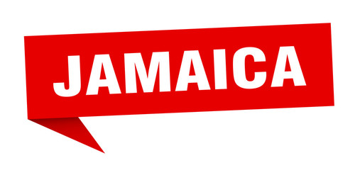 Jamaica sticker. Red Jamaica signpost pointer sign