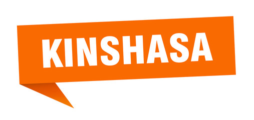 Kinshasa sticker. Orange Kinshasa signpost pointer sign
